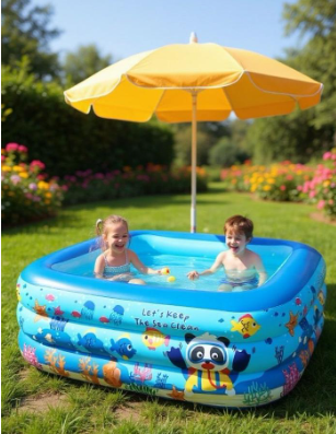 Kolam Renang Anak-anak Kolam Renang Motif Panda Lucu Bahan Kuat Portable Swimming Pool | Yelang Indonesia - 120cm, Kolam