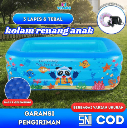 Kolam Renang Anak-anak Kolam Renang Motif Panda Lucu Bahan Kuat Portable Swimming Pool | Yelang Indonesia - 120cm, Kolam